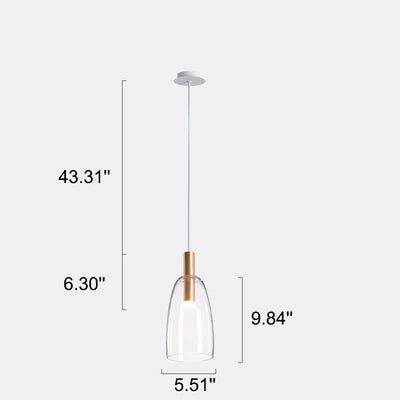 Minimalistische 1-flammige LED-Pendelleuchte aus klarem Glas 