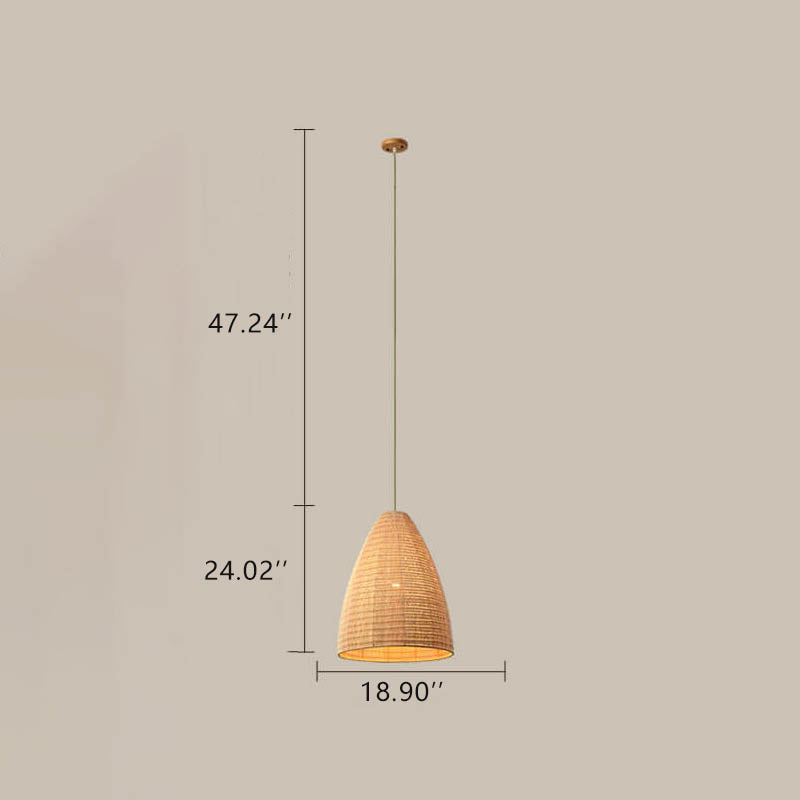 Modern Handmade Rattan Weaving Bell 1-Light Pendant Light