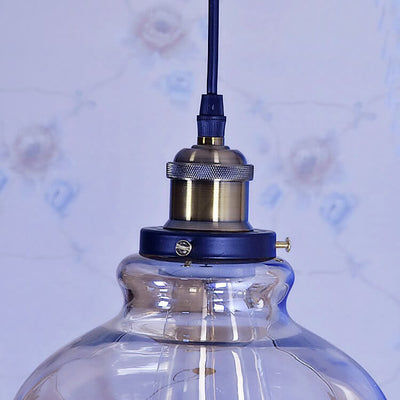 Suspension Luminaire Rétro Industriel en Verre Rond en Forme de Gourde à 1 Lumière 