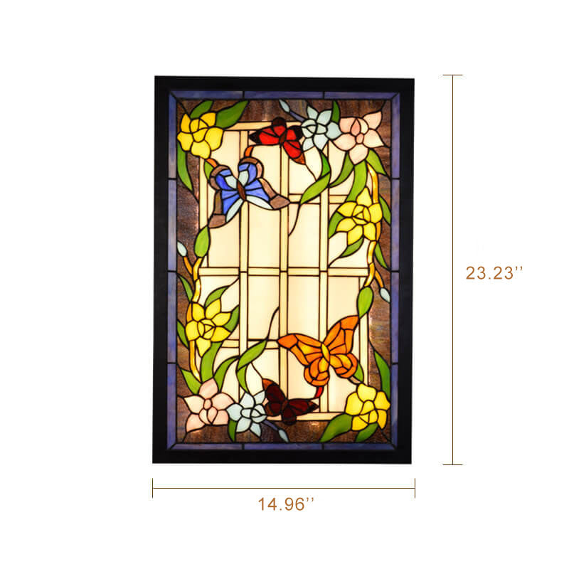 Luz de pared decorativa mural LED rectangular de vidrio teñido Tiffany 