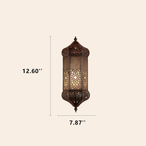 Retro Hollowed Column Copper Marokkanische Wandleuchte mit 1 Licht 