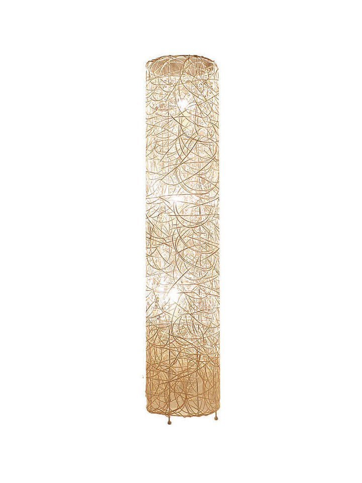 Modern Minimalist Iron Rattan Weaving Column Shaped 3-Light Standing Floor Lamp For Living Room &amp; Bedroom