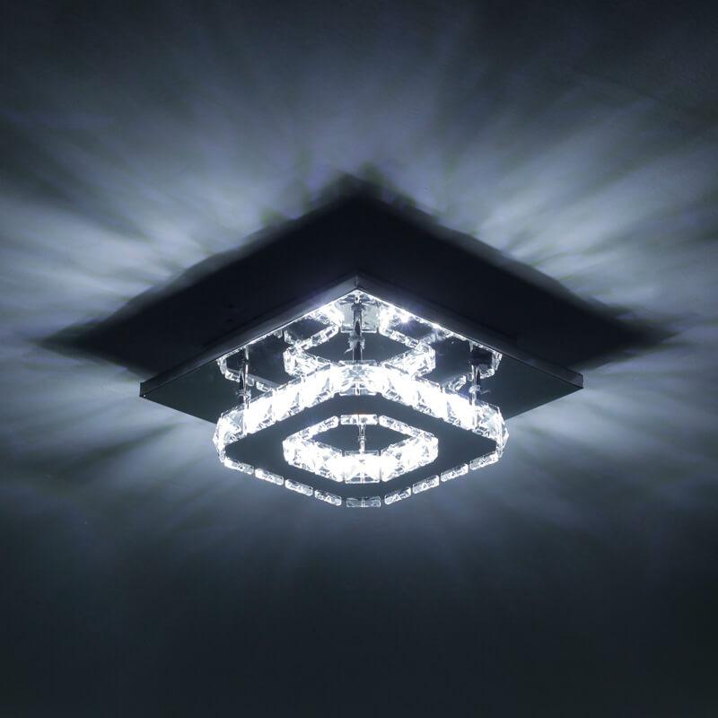 ضوء سقف LED مثبت بمربع كريستالي بسيط 