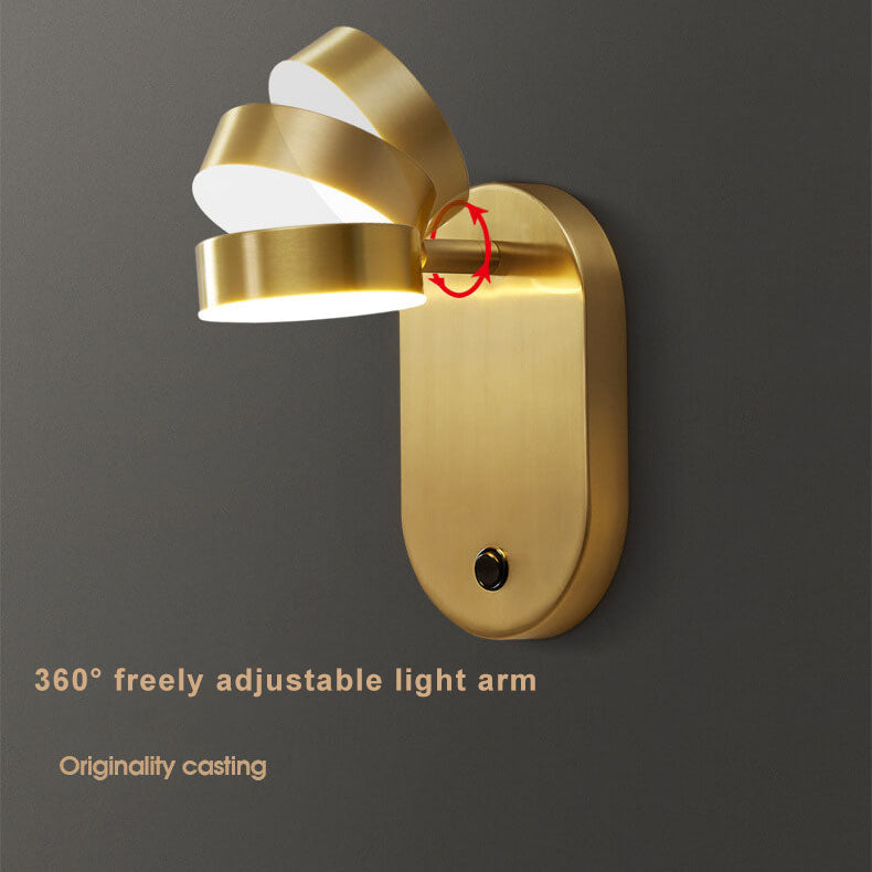 Aplique de pared LED de 1 luz con cilindro de cobre minimalista 