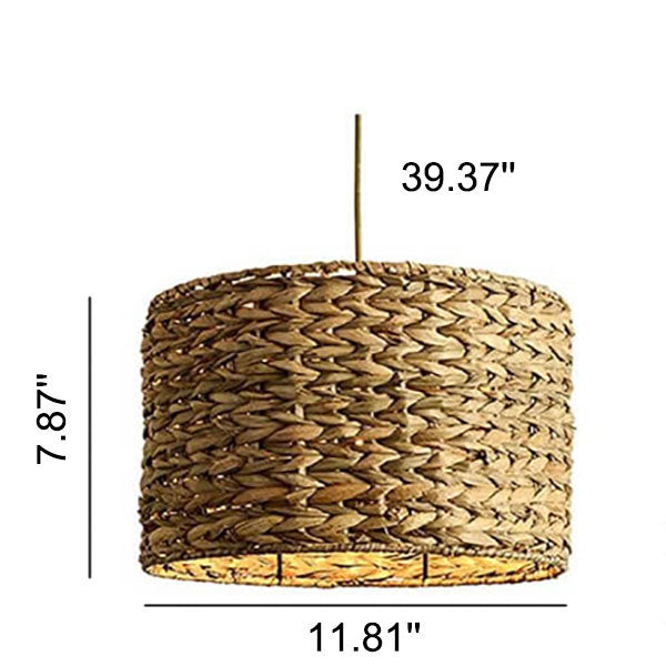 Vintage Straw Weaving Column 1-Light Pendant Light