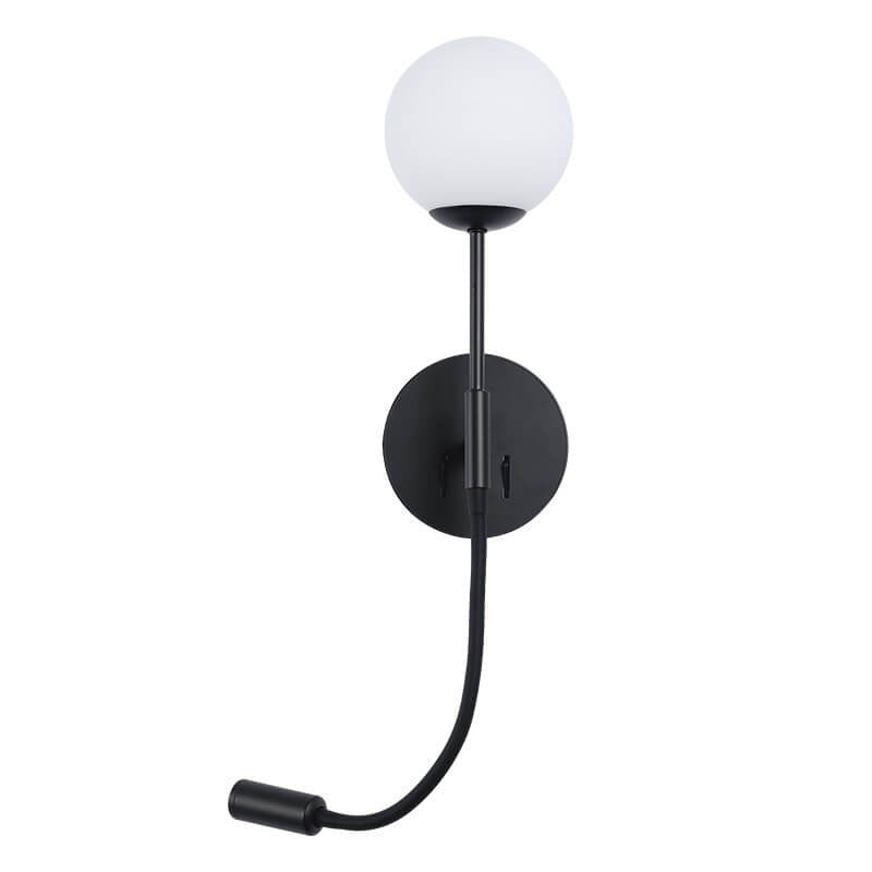Modern Round Glass Ball Silicone Hose 1-Light Wall Sconce Lamp