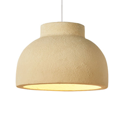 Minimalist Handmade Earthy Yellow Bowl-shaped 1-Light Pendant Light