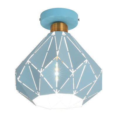 Modern Creative Diamond Dome 1-Light Macaron Semi-Flush Mount Ceiling Light