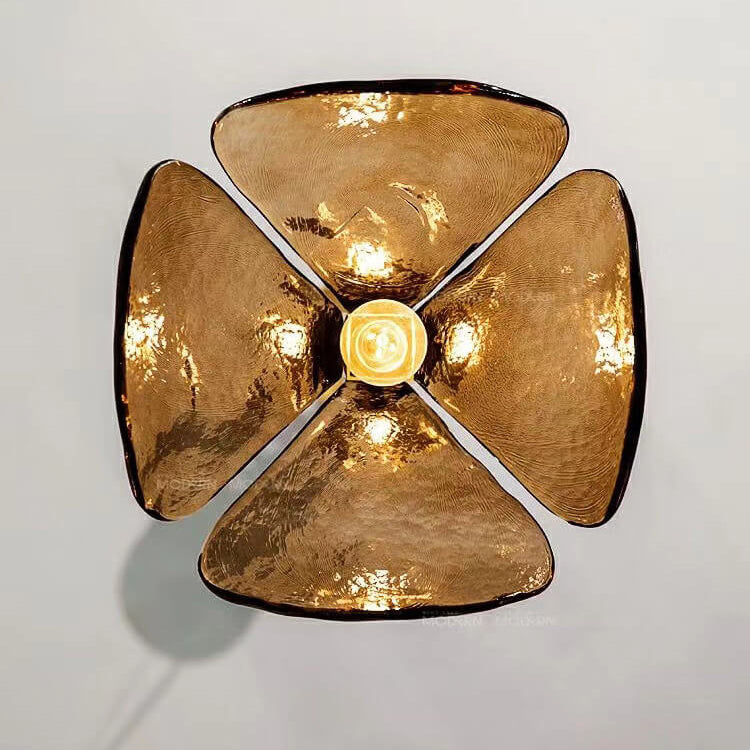 Lámpara colgante de 1 luz con vidrio ámbar vintage floral de latón 