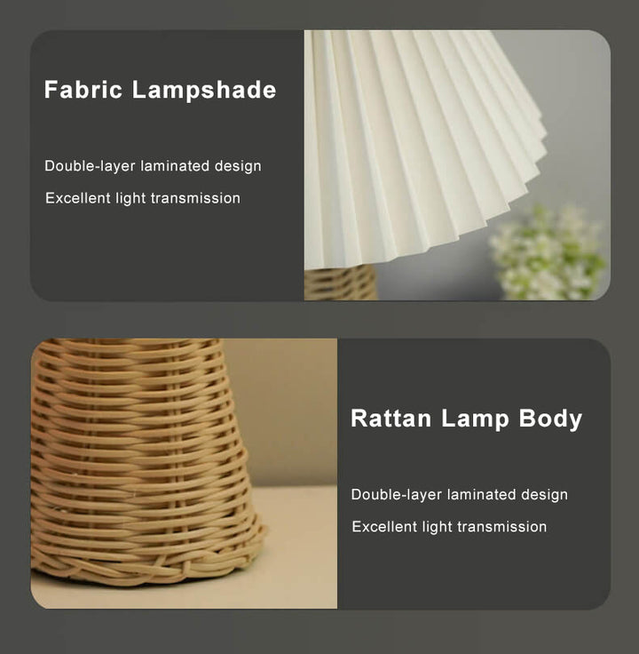 Vintage Pleated Fabric Tapered Base 1-Light Table Lamp