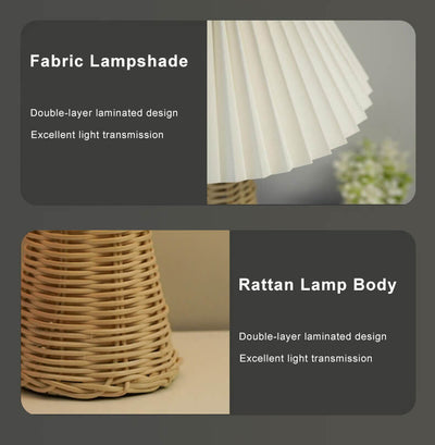 Vintage Pleated Fabric Tapered Base 1-Light Table Lamp