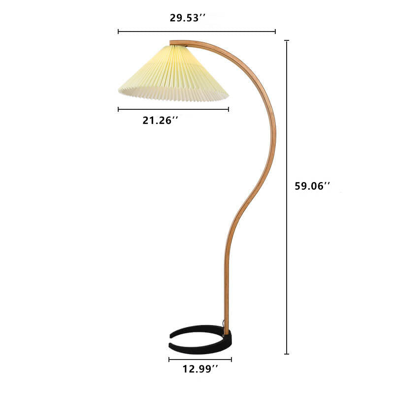 Vintage Wood Pleated Shade 1-Light Standing Floor Lamp
