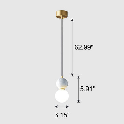 Modern Marble Round Ball 1-Light Pendant Light