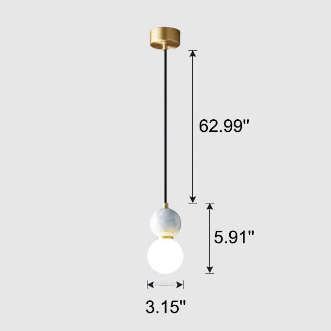 Moderne 1-flammige Pendelleuchte aus Marmor mit runder Kugel 