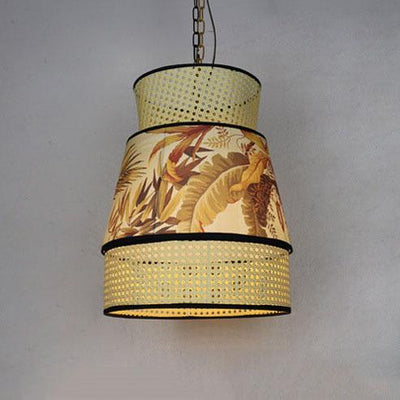 Rustic Rattan Weaving Column 1-Light Pendant Light