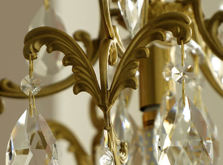 Lámpara colgante elegante de 1 luz de cristal de latón vintage francés 