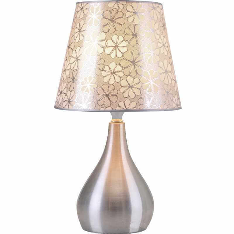 Simple Fabric Lampshade Silver Base 1-Light Table Lamp