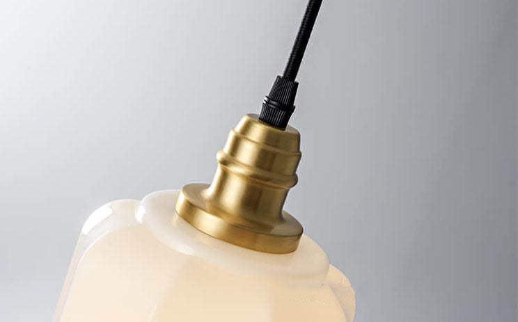 Lámpara colgante de 1 luz de vidrio blanco vintage nórdico 