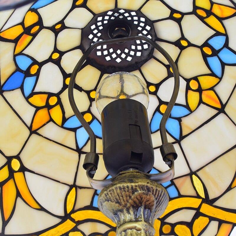 Tiffany Vintage Buntglas-Barock-Tischlampe mit 1 Leuchte 