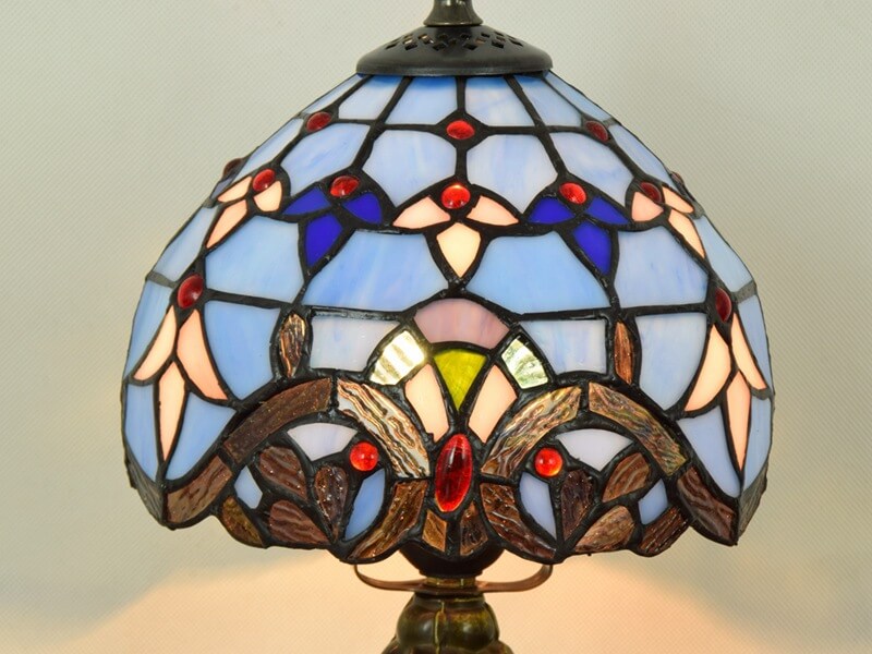 Europäische Tiffany-Blau-Barock-Buntglas-Tischlampe mit 1 Leuchte 