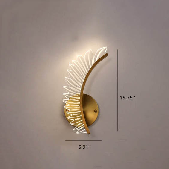 Moderne Acryl Feder Gold Kupfer LED Wandleuchte 