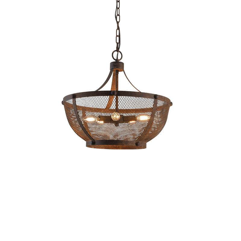 Retro Aged Wrought Iron Bowl Shape 1-Light Pendant Light