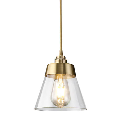 Industrial Brass Glass Bell Shape 1-Light Pendant Light