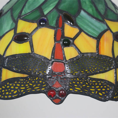 European Tiffany Dragonfly Stained Glass 1-Light Pendant Light