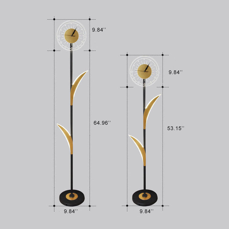Modern Creative LED Art Standing Floor Lamp with Clock