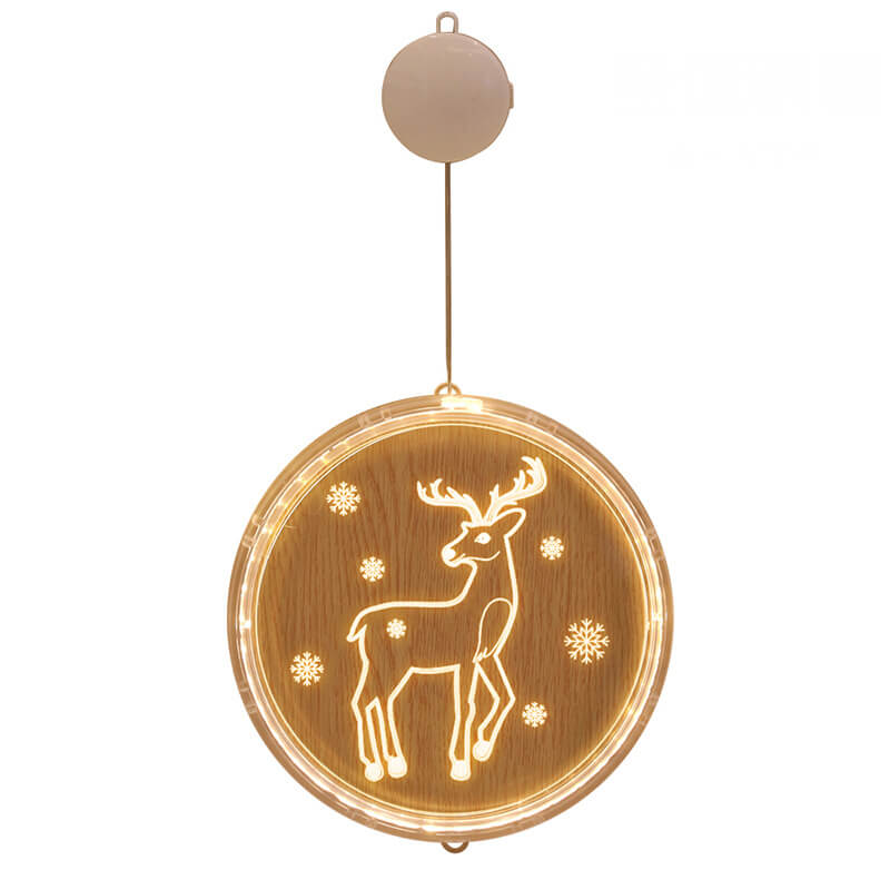 Décoration acrylique LED de Noël avec ventouse ronde 