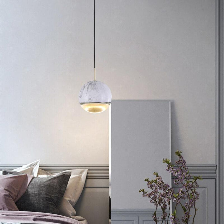 Suspension LED 1 Lumière en Marbre Sphérique Moderne 