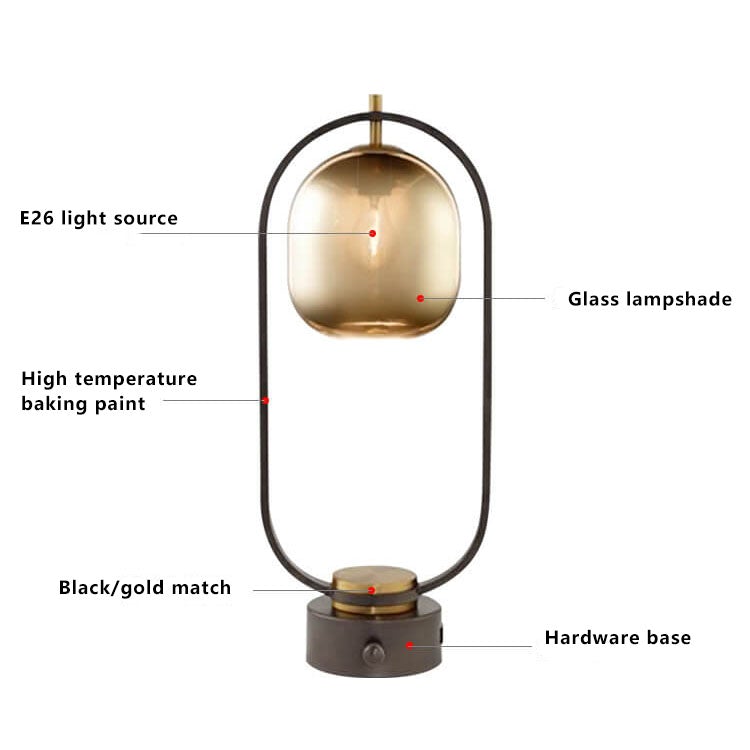 Lampe de Table Moderne en Verre Ambre à 1 Lumière 