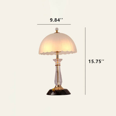 Moderne europäische Tischleuchte mit strukturiertem Glas-Kuppelschirm und zwei Lichtern 