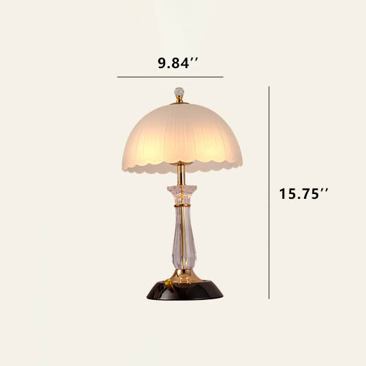 Moderne europäische Tischleuchte mit strukturiertem Glas-Kuppelschirm und zwei Lichtern 