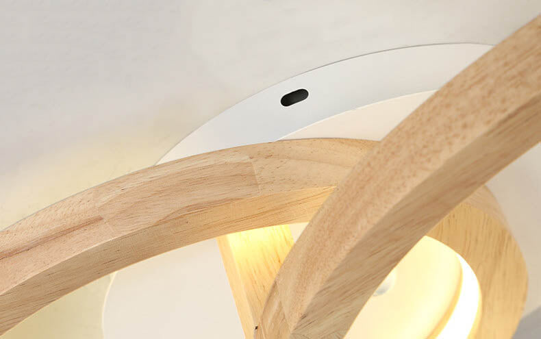 Nordic Wooden 2-Circle Ring LED Flush Mount Ceiling Light