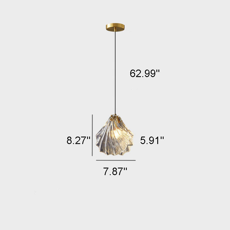 Modern Luxury Glass Shell Brass 1-Light Pendant Light