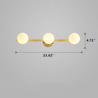 Moderne Kupfer-Glas-Kugel 3/4 Licht Spiegel Frontlicht 