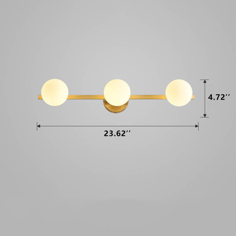 Moderne Kupfer-Glas-Kugel 3/4 Licht Spiegel Frontlicht 