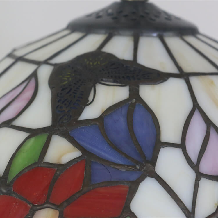 Tiffany Europäischer Schmetterling Blumen Buntglas Pendelleuchte 