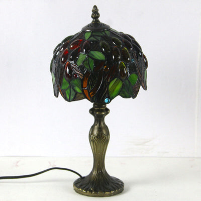 Tiffany-Tischlampe mit Fruchtkuppel und Buntglas, 1-flammig 