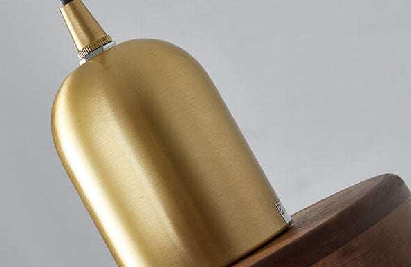 Lámpara colgante LED de cilindro de nuez vintage con tapa de latón 