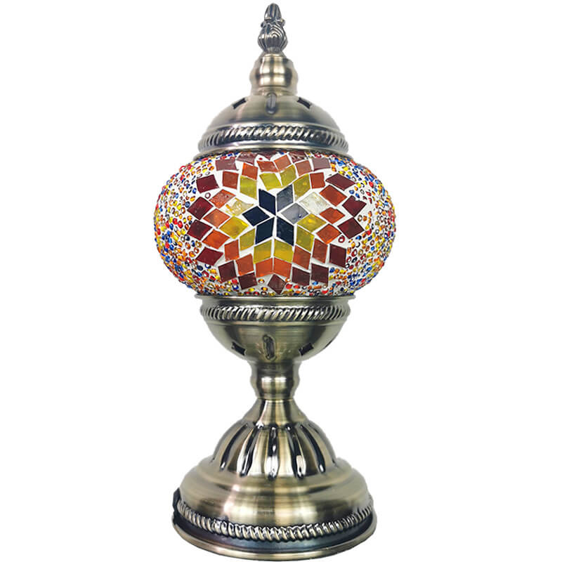 Vintage Turkish Stained Glass Globe Shade 1-Light Table Lamp