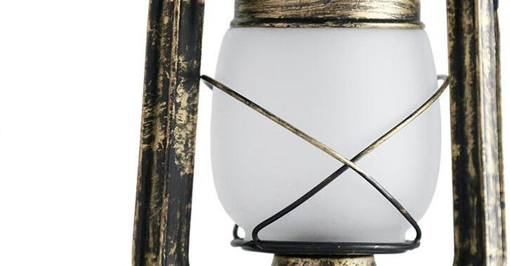 Lampe de Table Vintage Antique à Kérosène en Fer et Verre à 1 Lumière 
