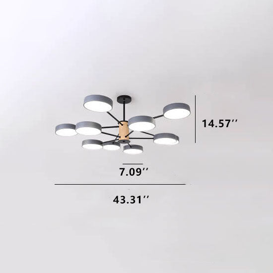 Modern Macaron Branches Metal 6/8/10-Light LED Chandelier