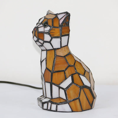 Tiffany Creative Chats /Chiens en Vitrail Lampe de Table Veilleuse 1 Lumière 