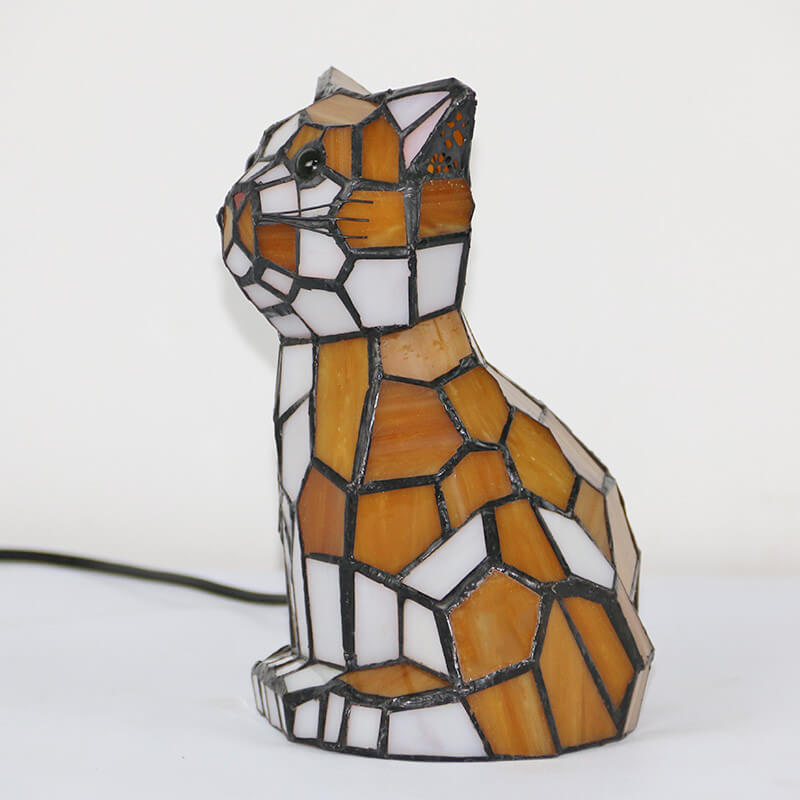Tiffany Creative Chats /Chiens en Vitrail Lampe de Table Veilleuse 1 Lumière 