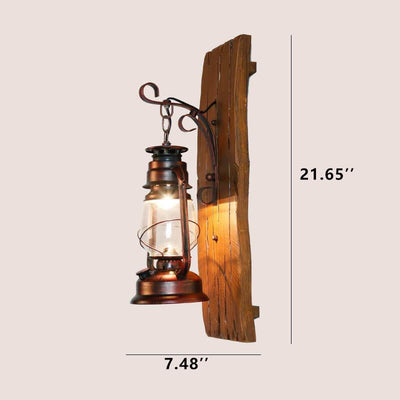 Vintage Kerosene Lamp 1-Light Solid Wood Wall Sconce Lamp