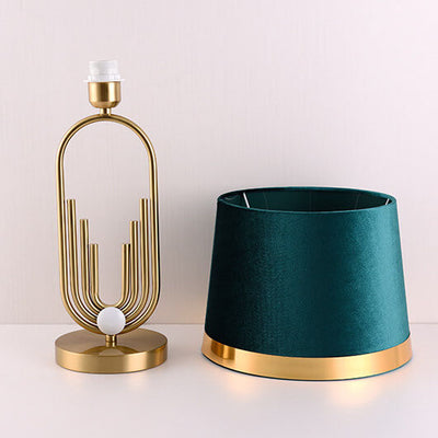 Modern Luxury Fabric Gold Oval Ring Base 1-Light Table Lamp