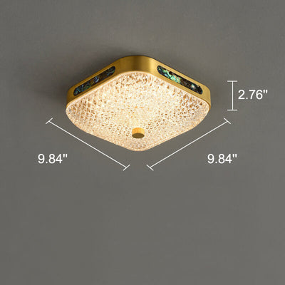 Simple Square Round Acrylic Brass LED Flush Mount Ceiling Light