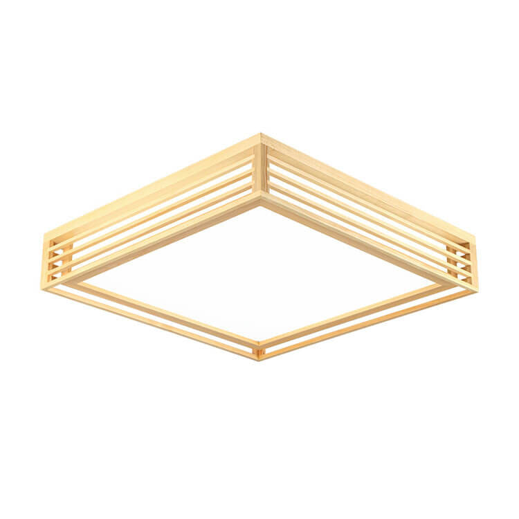 Nordic Solid Wood Square LED Japanese Tatami Flush Mount Ceiling Light